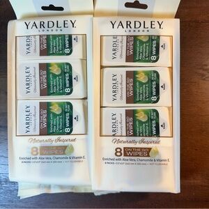 2 Pk Yardley London On The Go Pre-moistened Wipes, 8 Pks Of 8 Wipes Per Pk NEW